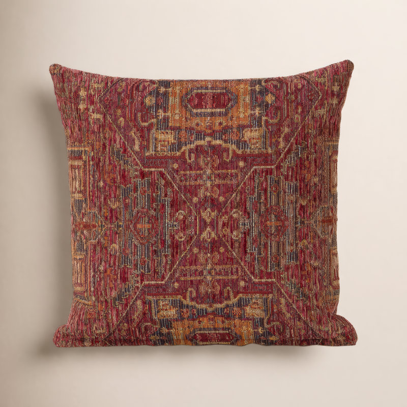 Olcott Throw Pillow, Polyester, Zapatta Crimson, Rectangle 12"H x 21"W