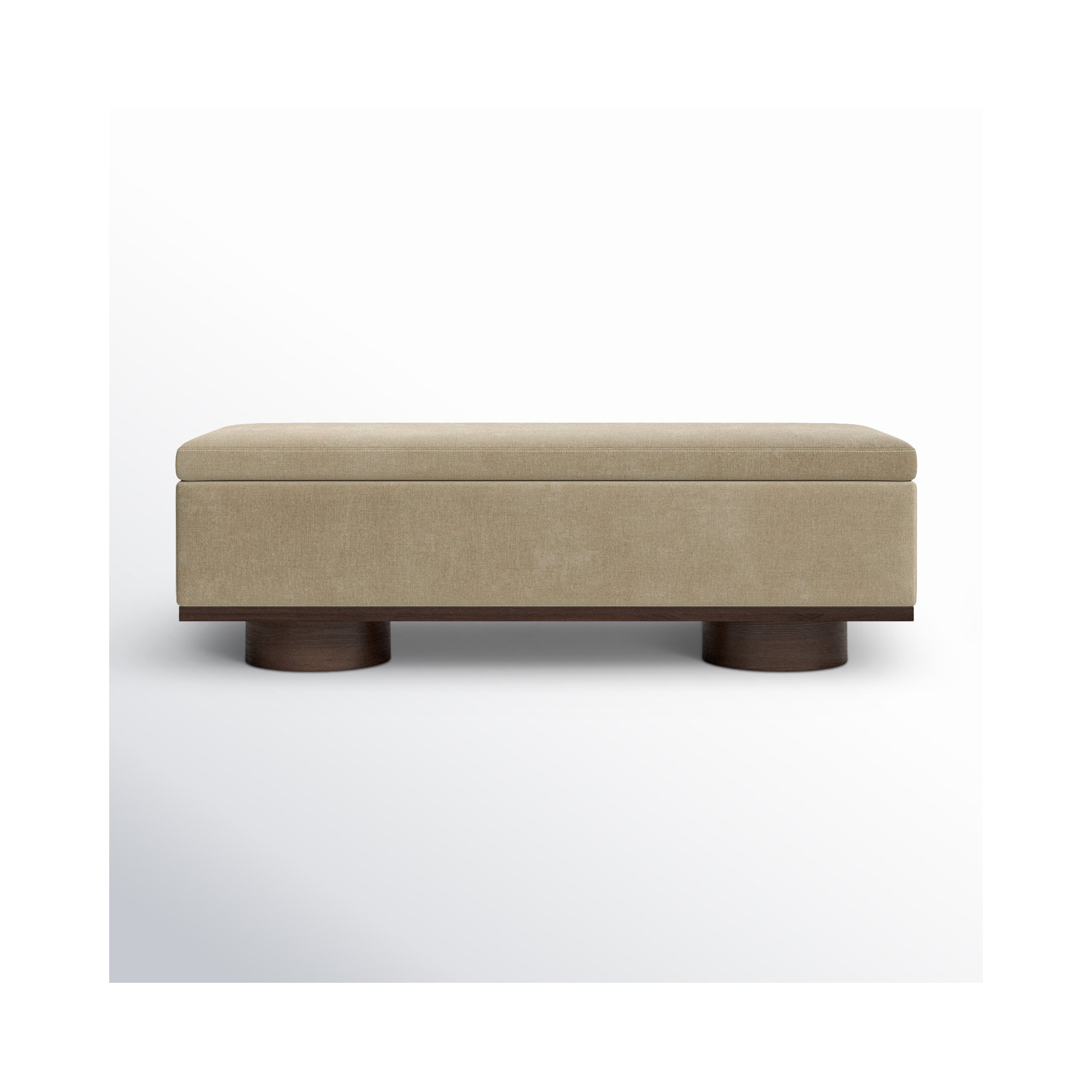 Morje Storage Bench, Light Brown Velvet, Walnut