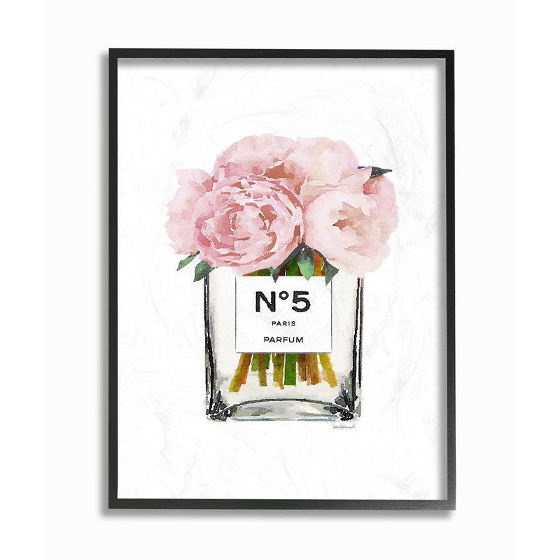 « mode motif fleur rose », impression sur toile, H 20 po x l 16 po, Giclée encadrée noir minuit