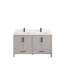 Meuble-lavabo double lavabo Houston II en bois massif, 152 cm (L) x 56 cm (P), gris essentiel, avec rangement discret et comptoir en pierre reconstituée.-246166808-246166791