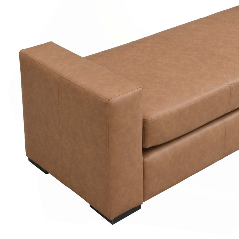 Élégant banc repose-pieds en similicuir avec accoudoirs confortables et structure stable pour une utilisation polyvalente à la maison