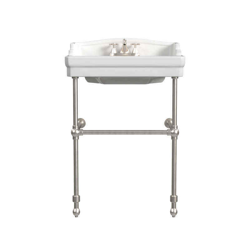 Cheviot Products Essex 24" Console Bathroom Sink with Overflow & Metal Base, Brushed Nickel, 4" Centerset