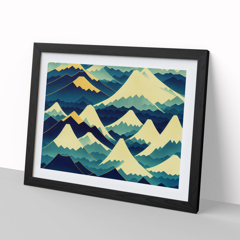 Abstract Japanese Mountains Vol.3 - Framed Print, Black, 34cm H x 46cm W x 2cm D