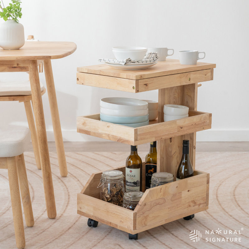 Chariot de rangement de cuisine à 3 niveaux avec tablettes
