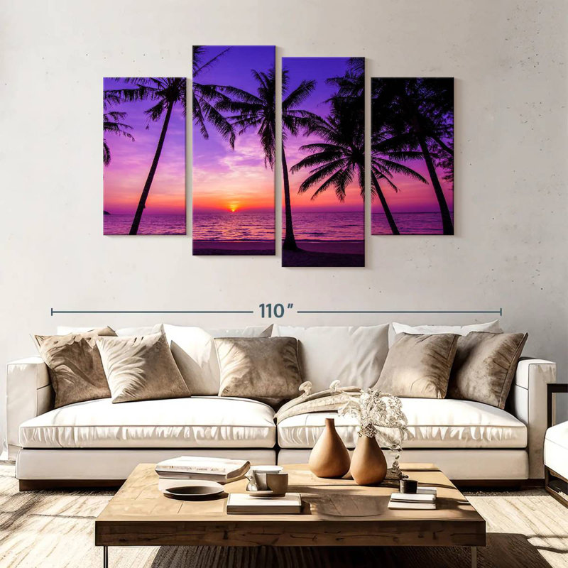 Gillard, mauve, rose, coucher de soleil, H 54 po x l 84 po