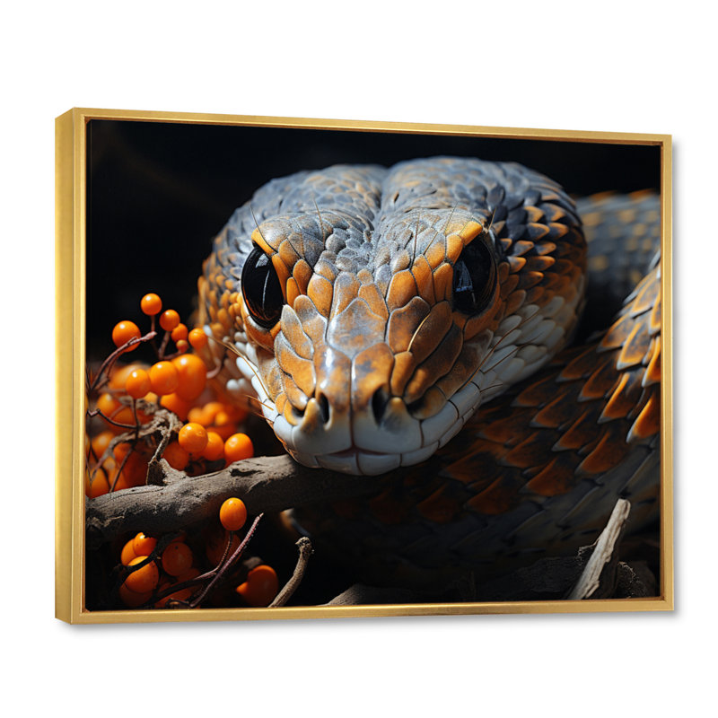 Afrique, serpents, couloirs sur toile, H 30 po x l 40 po x P 1,5 po, Cadre flottant doré
