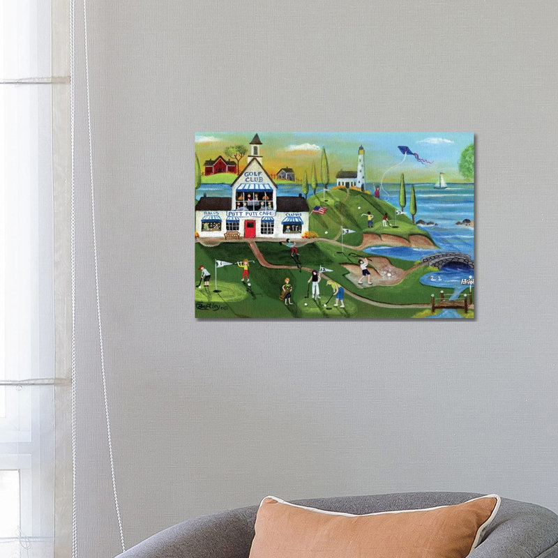 Golf Club Folk Art by Cheryl Bartley - Print on Canvas, Wrapped Canvas, 66.04 cm H x 45.72 cm W x 1.91 cm D