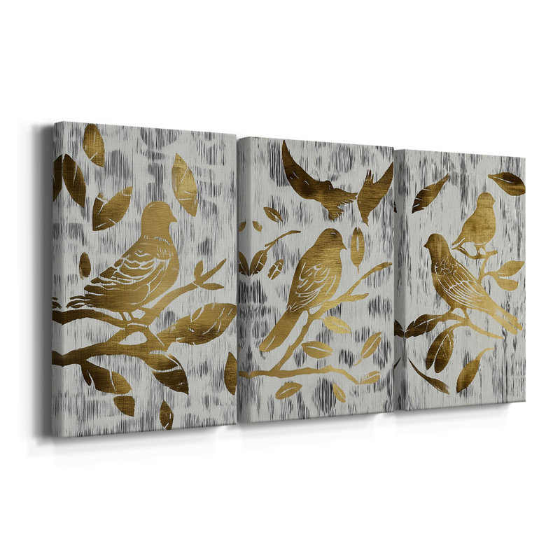 Christmas Holiday Art LXVI - Toile tendue avec châssis sur mesure - 3 pièces, H 27 po x l 54 po