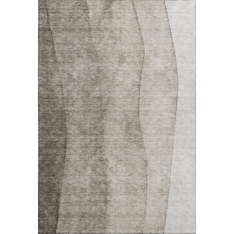 Premium Machine Washable Prisco Taupe Rug, Rectangle 5' x 7'6"