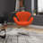 Raspberry Modern Wool Blend Upholstered Metal Swivel Balloon Chair in Orange-71711577