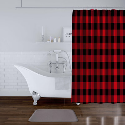 Rideau de douche simple à carreaux Hallett
