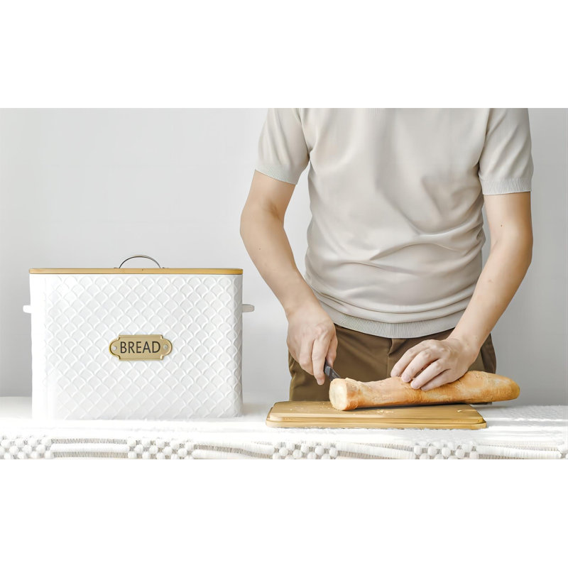 Très grande boîte à pain de style maison de campagne avec couvercle en bois pour 2 petits pains - Boîte à pain verticale