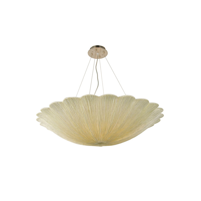6-Light Yellow Fabric Shade Chandelier