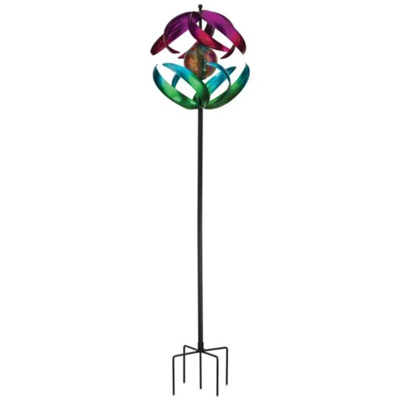 Tourne-vent à vent en métal et en verre et à énergie solaire standard, Tourbillon