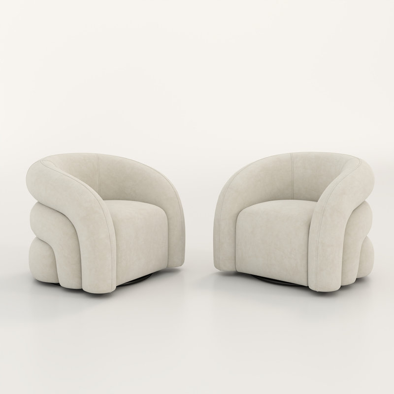 Briggette Upholstered Swivel Barrel Chair, White