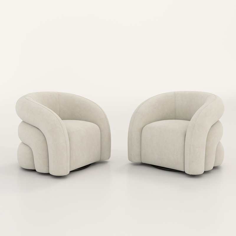 Fauteuil demi-tonneau pivotant de 34,6 po Briggette, Blanc