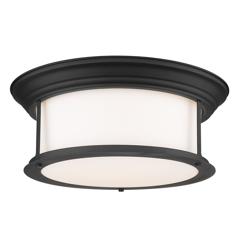 Canale Glass Flush Mount, Matte Black, 6.5"H x 15.5"W x 15.5"D