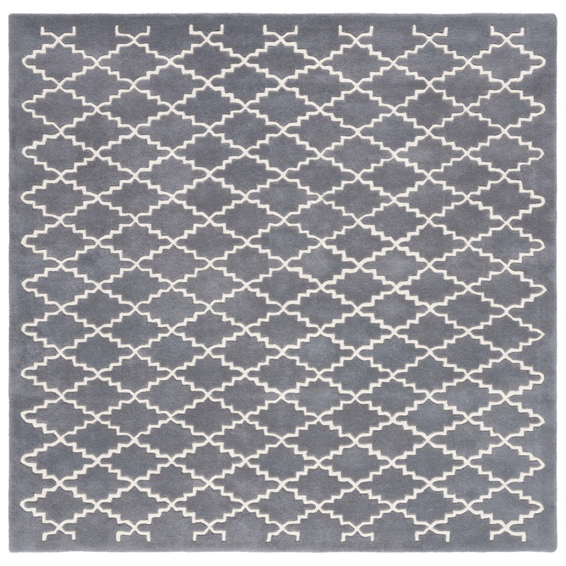 Carolene Hand Tufted Wool Geometric Rug, Square 7'