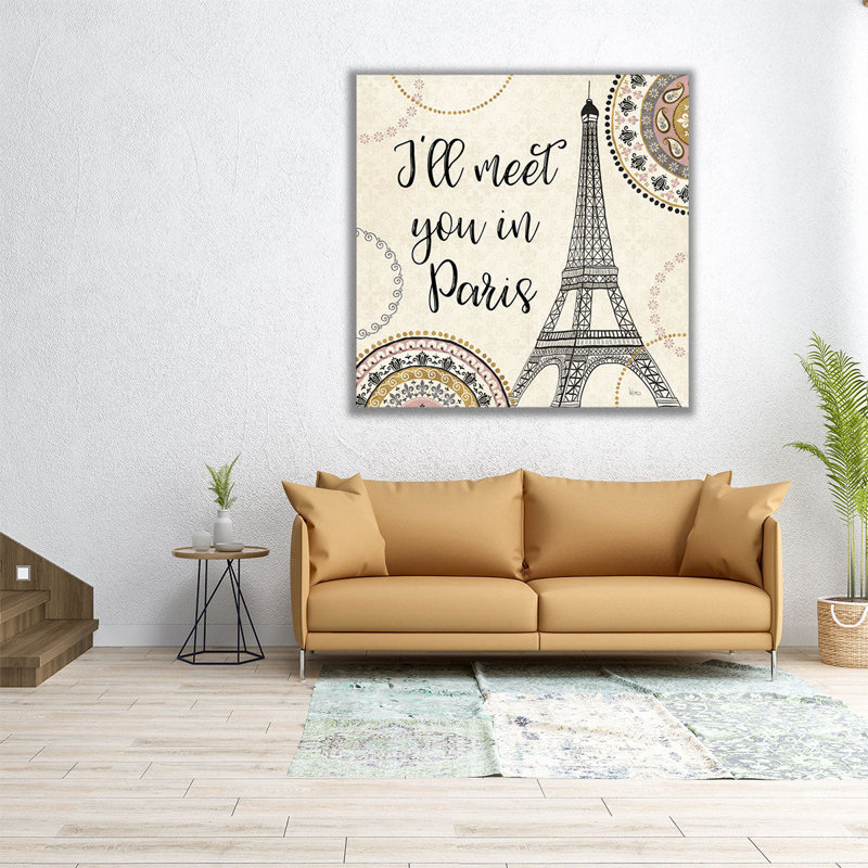 Romance in Paris II - reproduction d'art sur toile, H 12 po x l 12 po