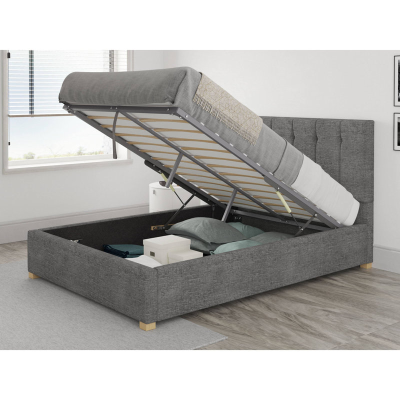 Cecere Upholstered Ottoman Storage Bed, Double (4'6), Charcoal