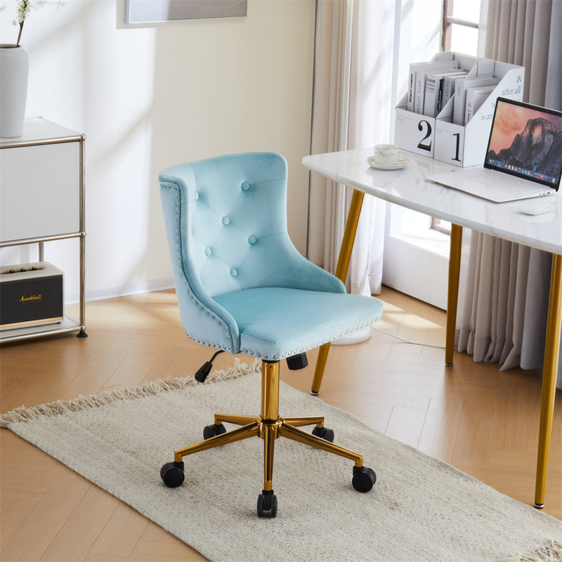 Matthias Task Chair Office Chairs Makeup chair, Gold, Light Blue