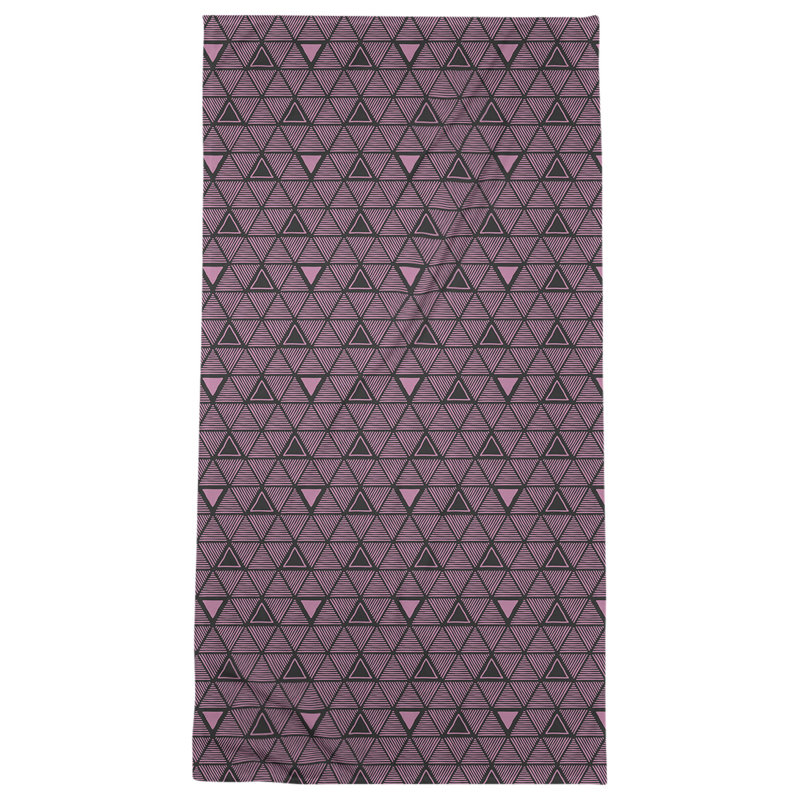 Serviette de plage classique à motif de triangles dessinés à la main, Rose/noir