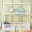 Structure de lit pleine grandeur blanc doux, fabrication en pin massif pour chambre d'enfant avec clôture et porte fonctionnelle-129232218