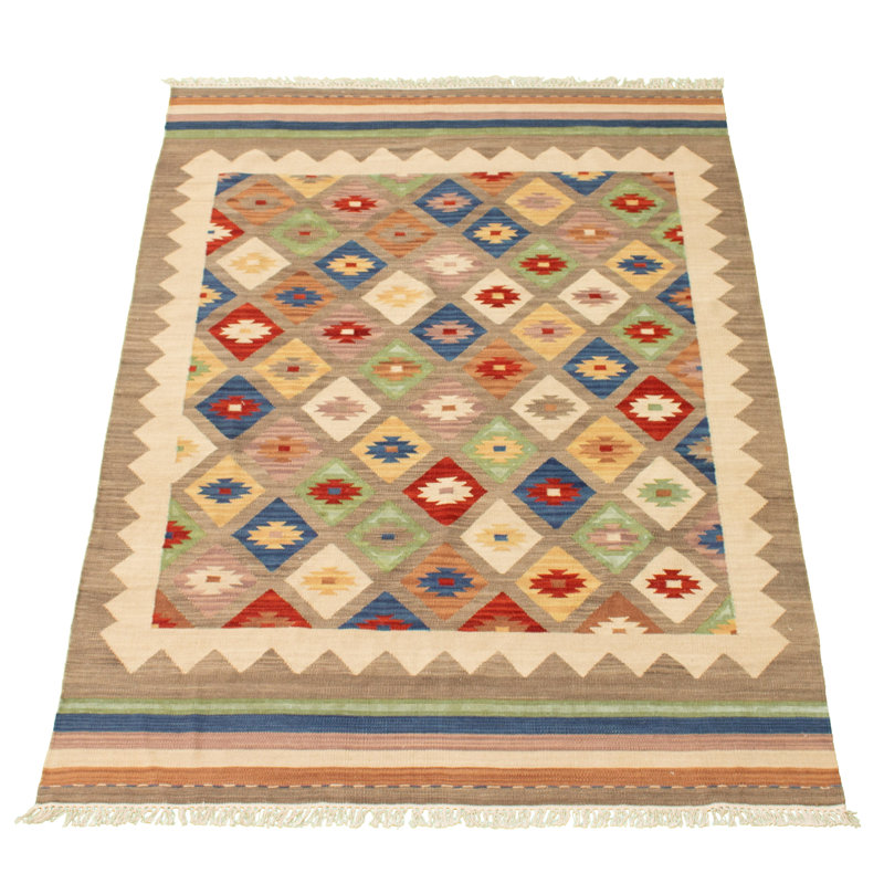 Tapis gris en laine Daphine Southwestern