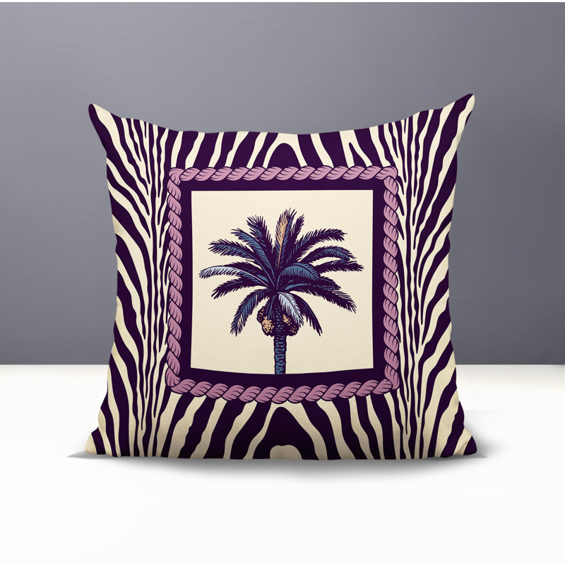 Oreiller carré intérieur / extérieur Kitar Island Palmreversible, Mauve, Carré 15 po
