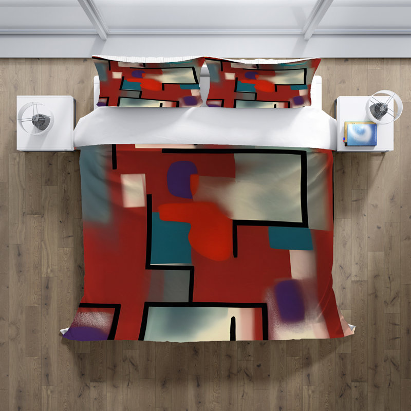 Polyester Abstract Duvet Cover, King Duvet Cover + 2 King Shams