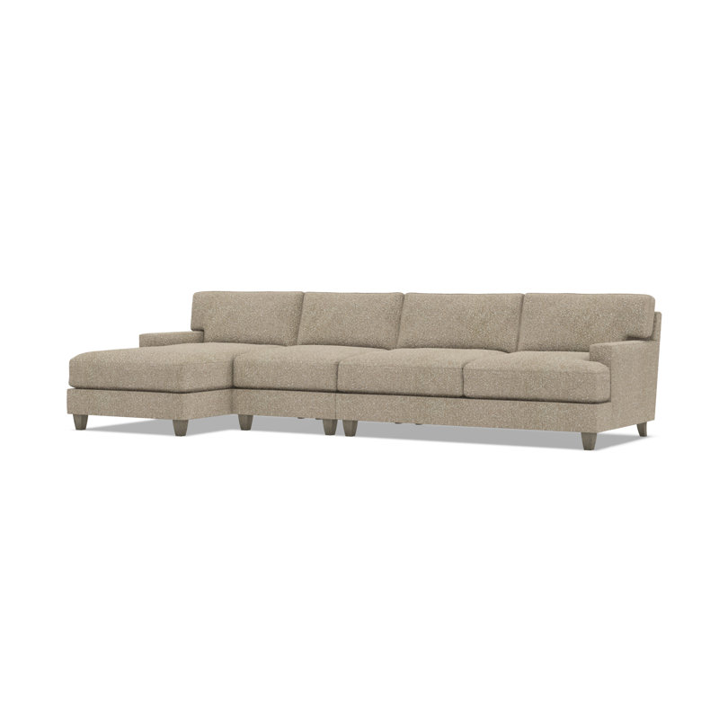 Mila Sectional, Light Brown Polyester, 33.5" H x 131" W x 61" D, Left Hand Facing