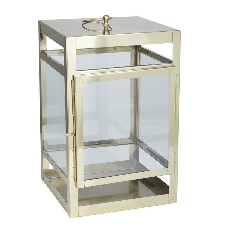20.5'' H Stainless Steel Tabletop Lantern, Gold