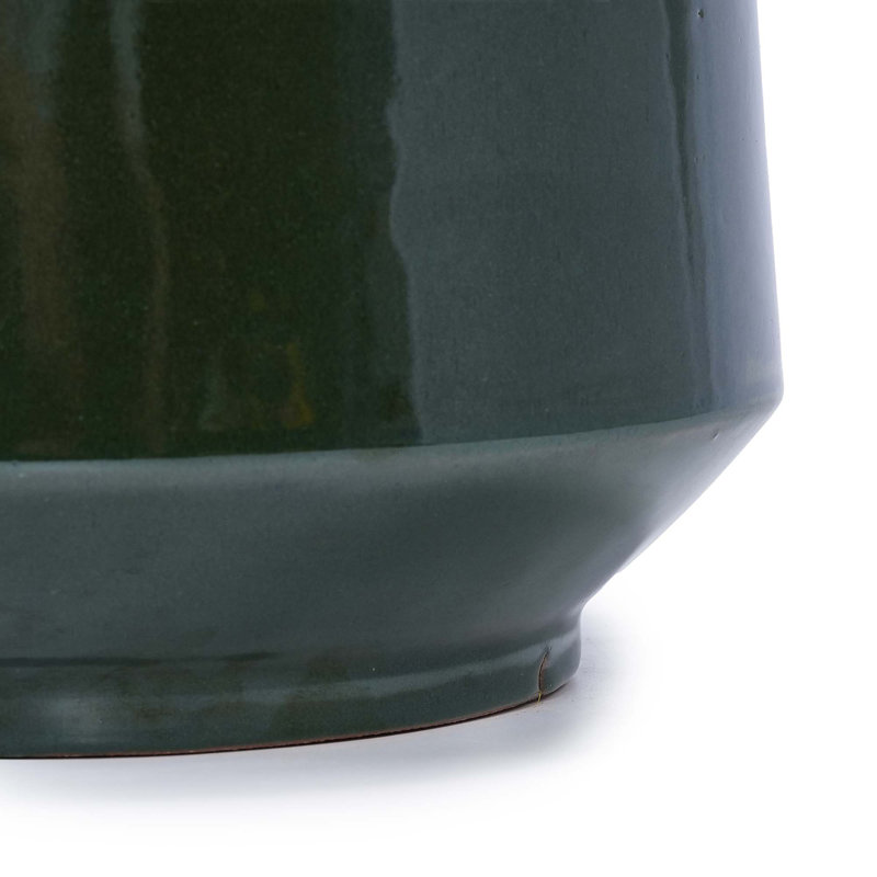 Ensemble de 3 pots de fleurs en céramique, jardinière moderne pour patio, jardin, rebord de fenêtre, Vert antique
