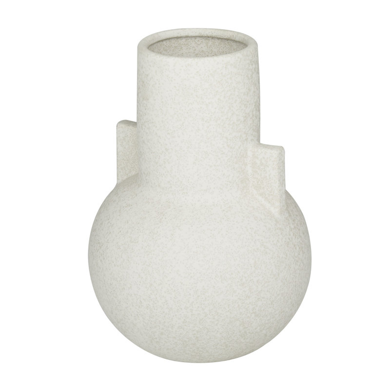 Cosmoliving By Cosmopolitan White Ceramic Modern Vase, 8" X 11"