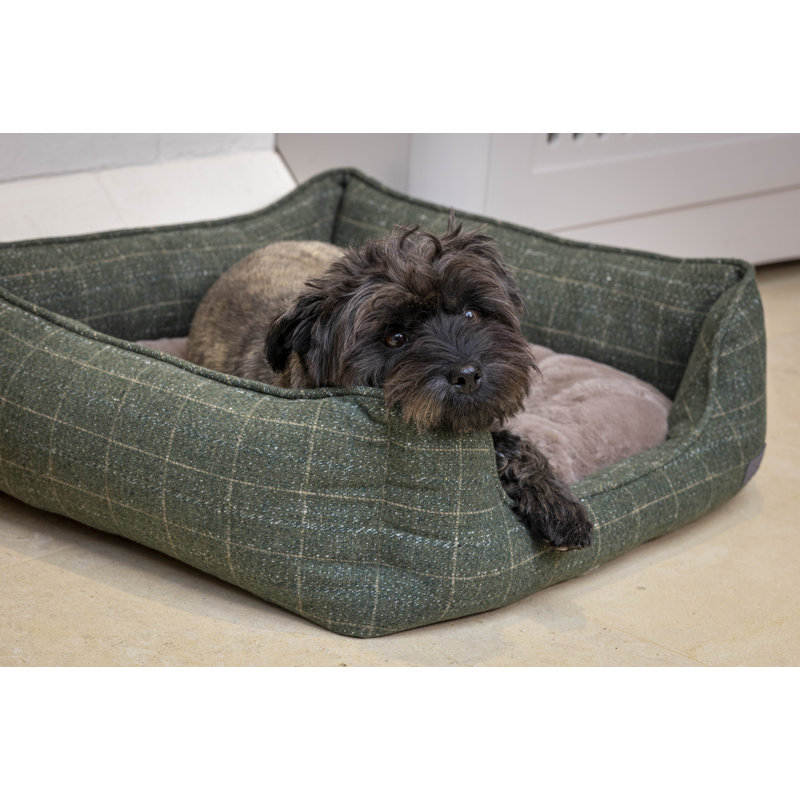 Moss Tweed Rectangle Dog Bed Polyester Pet Bed, 20cm H x 55cm W x 50cm D