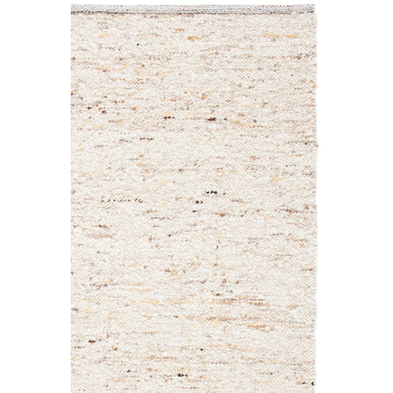 Tapis en laine / coton tissé à la main Ardolino Natura en ivoire / gris clair, Rectangle 6 pi x 9 pi