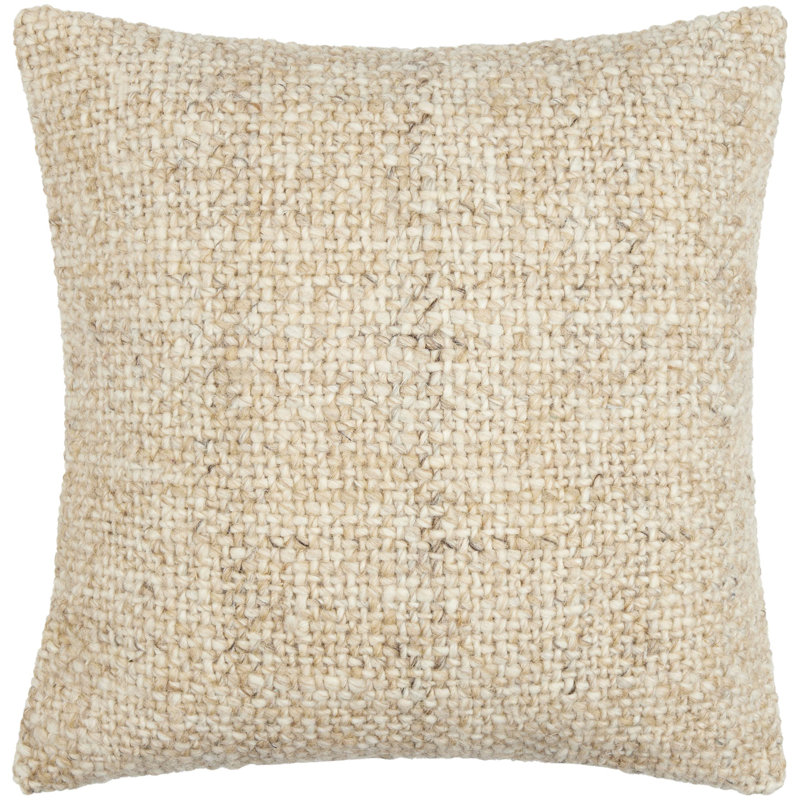 Murphy Ivory 20" Square Wool and Cotton Pillow