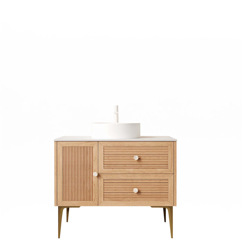 Meuble-lavabo autoportant avec lavabo, lavabo en céramique blanche sans robinet, pré-assemblé,, 36"