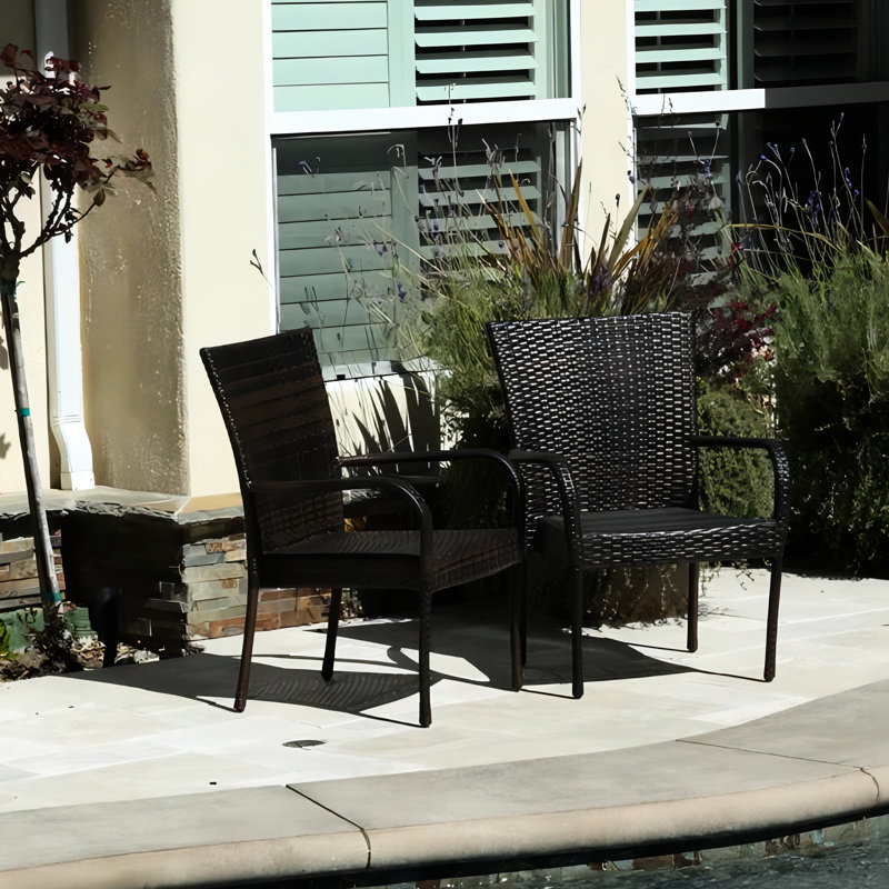 Chaise transitionnelle d'extérieur de 3 pièces, brun, empilable, adaptée à votre configuration (3 pièces), prête à l'emploi