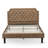 2-Piece Granbury Queen Bedroom Set with Button Tufted Modern Bed and 1 Distressed Jacobean Mid Century Nightstand - Brown faux Leather with Brown Texture and Black Legs-957648577-957648576