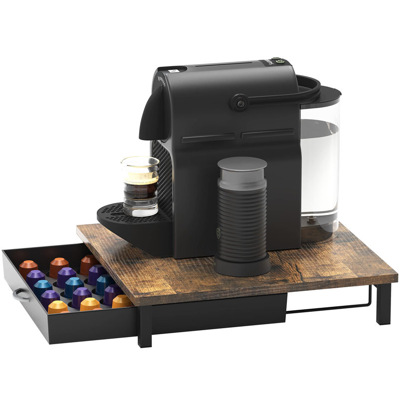 Rustic Brown Coffee Pod Drawer Holder – 42-Pod Capacity Organizer For Nespresso Original Line Capsules With Large Top Surface