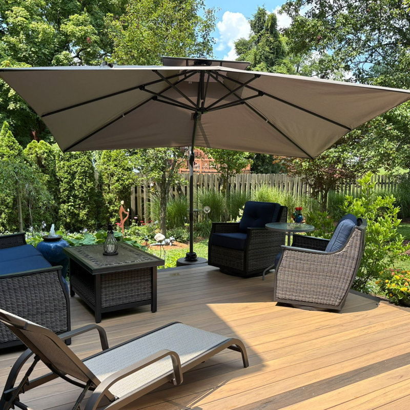 Parasol carré en porte-à-faux de 12 pi avec contrepoids Gira Gocha, Taupe