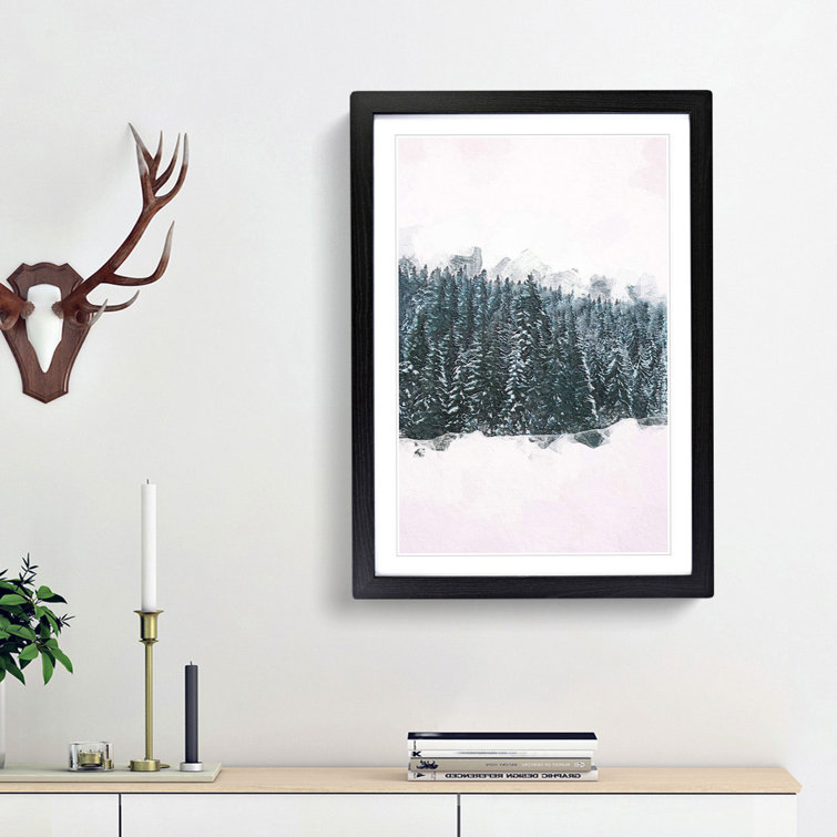 Fir Tree Forest in Winter in Abstract - Picture Frame Painting Print