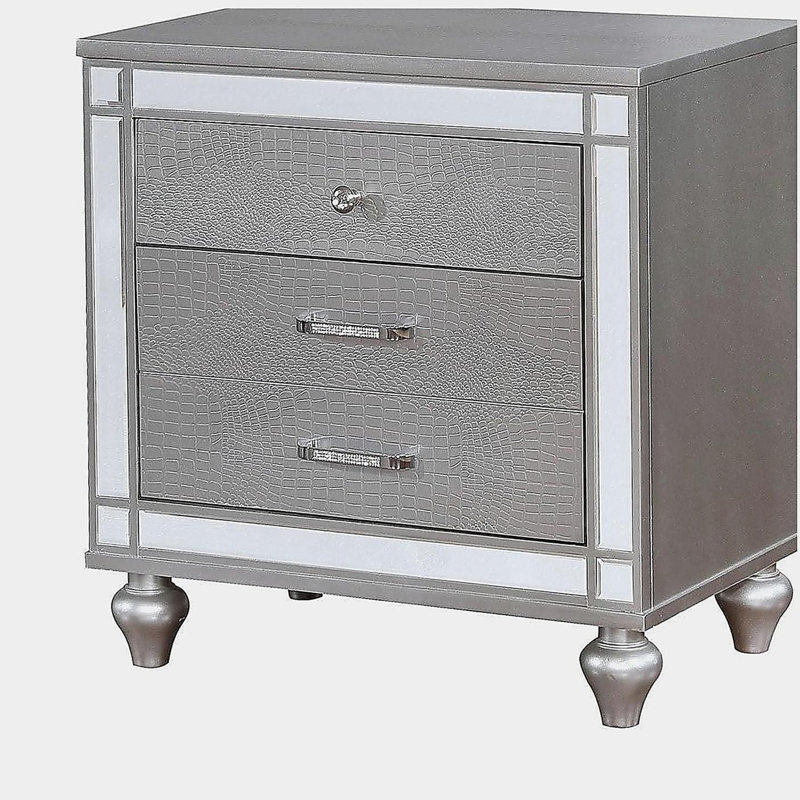 Table de chevet argentée 1pc, Argent argent