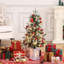 Ensemble de 2 sapins de Noël enneigé avec 78 lumières DEL, baies rouges et minuterie, base en pot