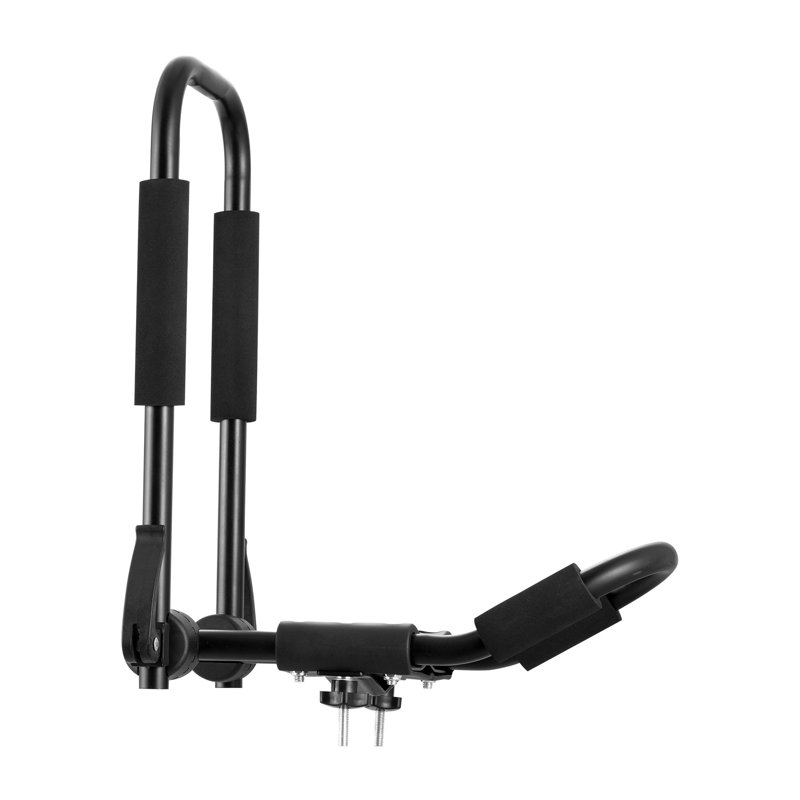 Ensemble de support de toit en J pour barre de toit robuste pour kiosque de voiture - Support pliant universel pour SUP, canoë, planche de surf et ski avec sangles à dégagement rapide