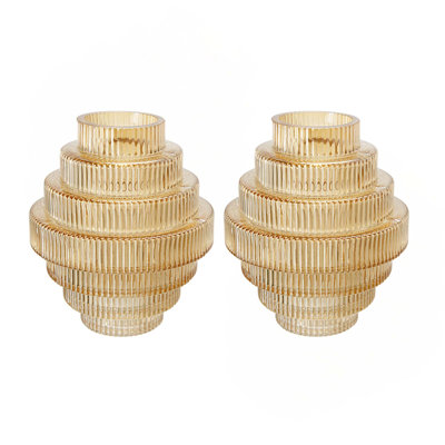 Set Of Two Unique Decorative Vases Crafted From High Quality Glass For Home Decor With Style And Function