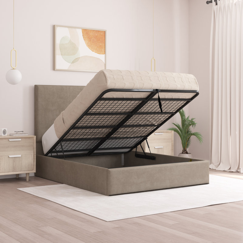 Bibian Upholstered Ottoman Storage Bed, Double (4'6), Coffee