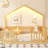 Full Floor Bed With High Rails, Wooden Montessori Bed With Light-809475553-809475558