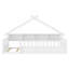 Lit simple au sol avec lumière, tablettes de rangement et forme de toit-108238597-108238596